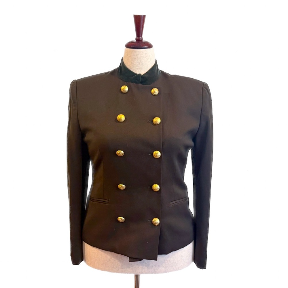 Jones New York  Vintage Women's Olive Green Double-Breasted Military Blazer